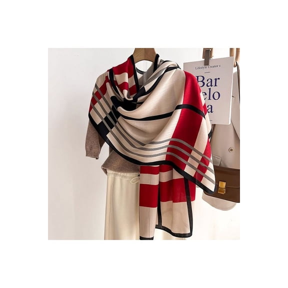 Color Block Striped Scarf Shawl (FreeSize, MultiBeige)