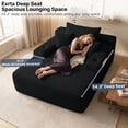 thumbnail image 4 of Oooh life 65 inch Convertible Lounge Chair Bed, Extra Large Floor Chair with 2 Cup Holders, Black Corduroy Sofa for Living Room, Bedroom, No Assembly, 4 of 5