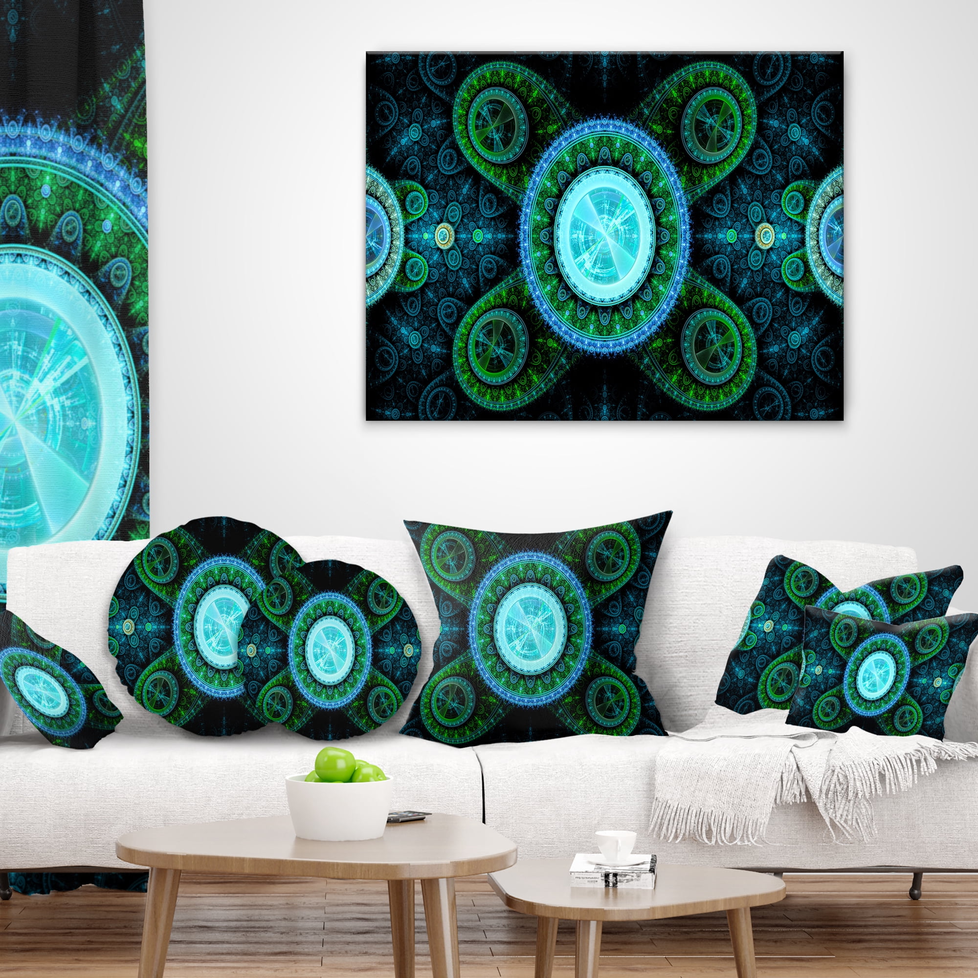 Designart Bright Blue Psychedelic Relaxing Art - Abstract Throw Pillow - 12x20