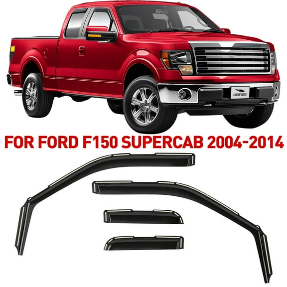 Voron Glass in-Channel Extra Durable Rain Guards for Ford F150 2004-2014 SuperCab, Window Deflectors, Vent Window Visors, 4 Pieces - 230181