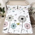 thumbnail image 2 of Manfei Colorful Dandelion Twin Bed Sets,Wild Butterflies Dragonfly Fitted Sheets,Natural Animal Flat Sheet For Girl,Luxury Bedroom Decor,3pcs, 2 of 7