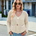 thumbnail image 3 of Women'S Long Sleeve Cropped Knit Cardigan 2025 Casual Button Down Crochet Sweater Tops with Pockets  XL, 3 of 7