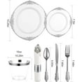 thumbnail image 3 of 350 Piece Silver Plastic Dinnerware Set for 50 Guests, Fancy Disposable Plates, Include: 100 Silver Rim Plastic Plates, 150 Silverwares, 50 Pre Rolled Napkins, 50 Cups for Party, Wedding, 3 of 14