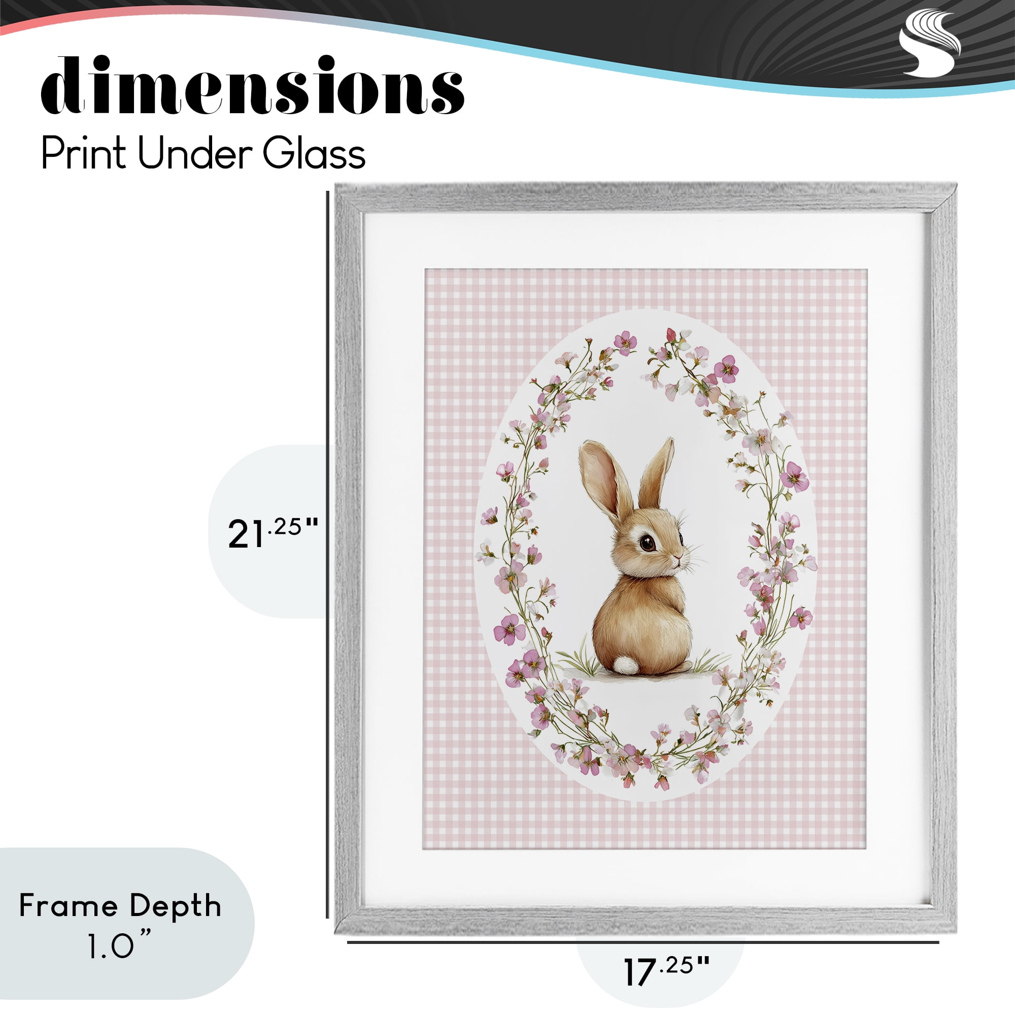 Stupell Industries Spring Gingham Rabbit Gray Framed Print Under Glass, design by Christine Simpson Art