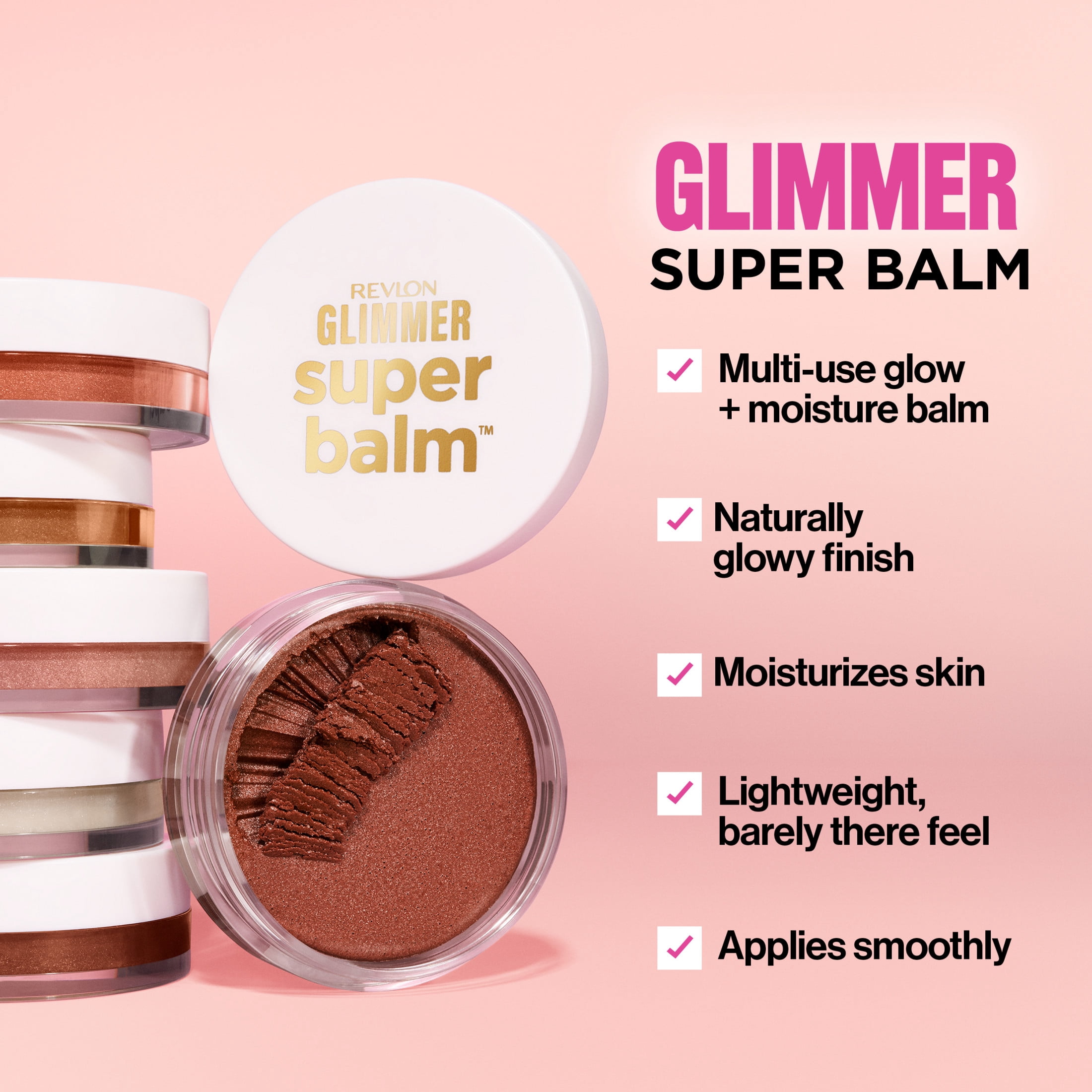 Revlon Glimmer Super Balm, Multi-Use Makeup, Highlighter, Bronzer & Blush, 002 Cocktail Hour, 0.06 oz