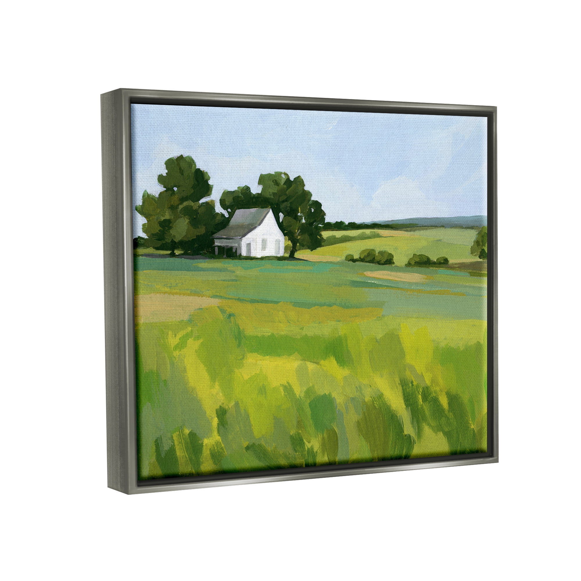 Stupell Rural Barn Abstract Scenery Landscape Painting Gray Floater Framed Art Print Wall Art