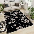 thumbnail image 2 of Area Rugs Of Small White Chrysanthemums, Black Background Rug, Washable Rug Pattern Clear Comfortable Feet Apply To Entryway Hallway Bedroom Living Room 2x3ft, 2 of 6