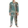 thumbnail image 3 of Lsque Starry Sky Cloud Fox Pattern Long Sleeve Pajama Set for Men - Soft 2-Piece Sleepwear and Loungewear Set with Pockets, Comfy Nightwear-Large, 3 of 7
