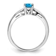 thumbnail image 2 of White Sterling Silver Ring Band Gemstone (12) December Swiss Blue Topaz Oval, 2 of 3