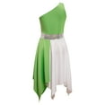 thumbnail image 2 of Alvivi Kids Girls Lyrical Sleeveless Praise Dance Dress Overlay Color Block Contemporary Dance Tunic Costume Light Green 12, 2 of 7