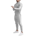 thumbnail image 3 of Domuza Mens Sweatsuits 2 Piece Set Jogging Zip Up Jackets Activewear 2 Piece Outfit Athletic Fall Winter Drawstring Long Sleeve Outfit Gray L, 3 of 8