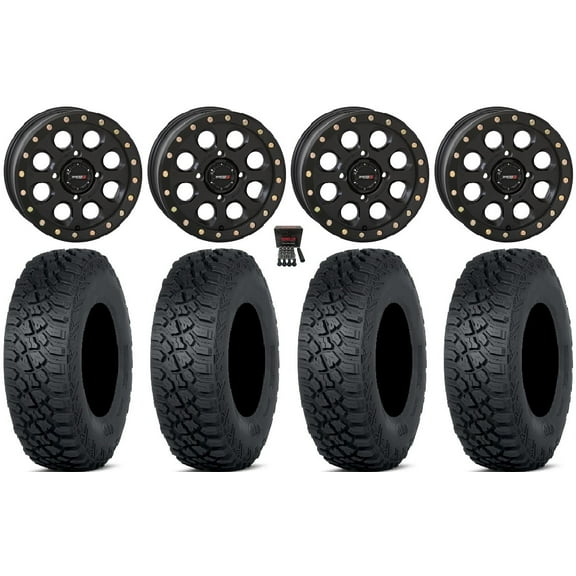 System 3 SB-7 15" Wheels Bk (6 1) 30" Tenacity XNR 8ply Tires Can-Am Commander Maverick Renegade Outlander Defender