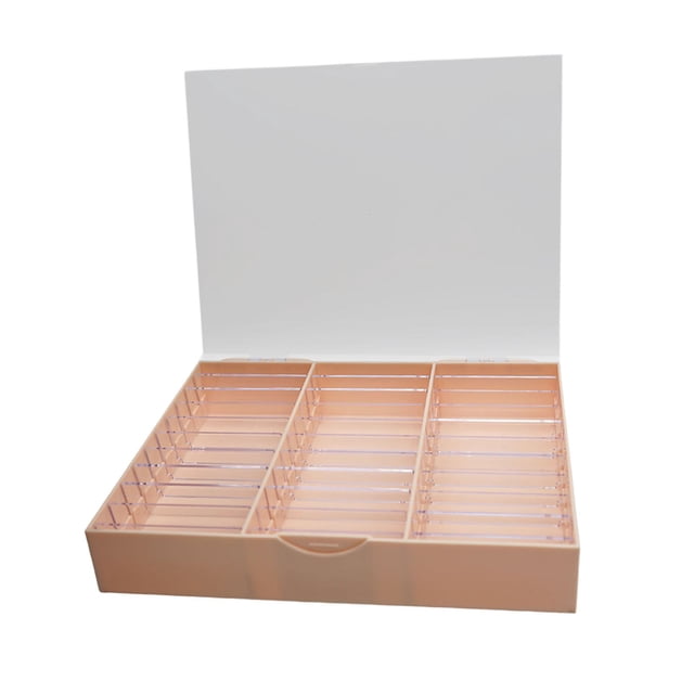 Caja de almacenamiento para decoración de uñas Strade Fareast Limited 30 rejillas de exhibición compacta transparente a prueba de polvo Rosa