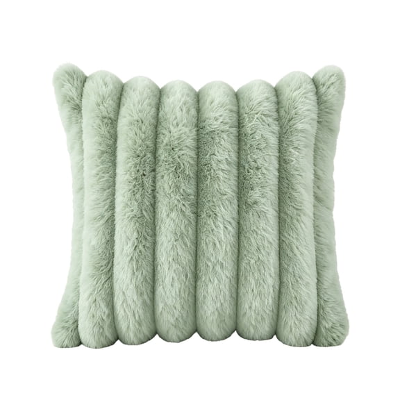 Ribbed Throw Pillow, Rounded Square Cushion with Raised Channel Texture for Home and Seasonal Display, Sage Green