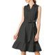 thumbnail image 1 of Vestido midi sin mangas de algodón sólido con cinturón y dobladillo con volantes INSPIRE CHIC para mujer en negro, 1 of 6