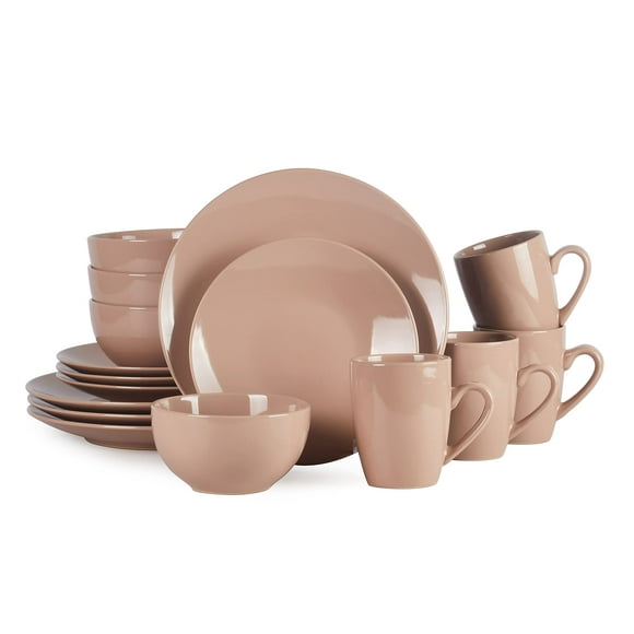 HomeVss, Color Wave Stoneware Dinnerware Set (16pc Set, AutumnBeige)