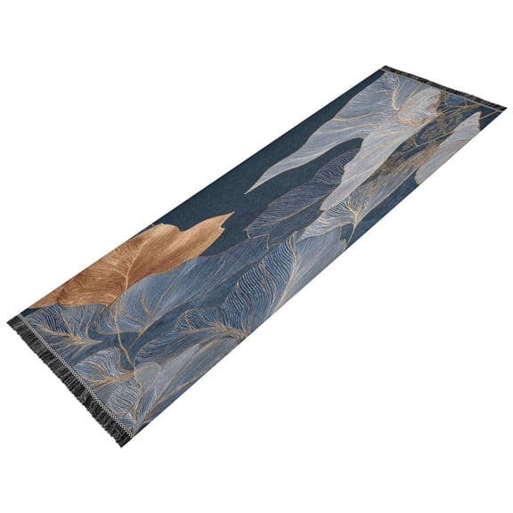 Vintage Modern Runner Rug,Non Slip Machine Washable 72"x23.5" Polyester Material Pet-Friendly Durable,Applicable to Entryway Rug Living Room Rug Golden Thread Leaves