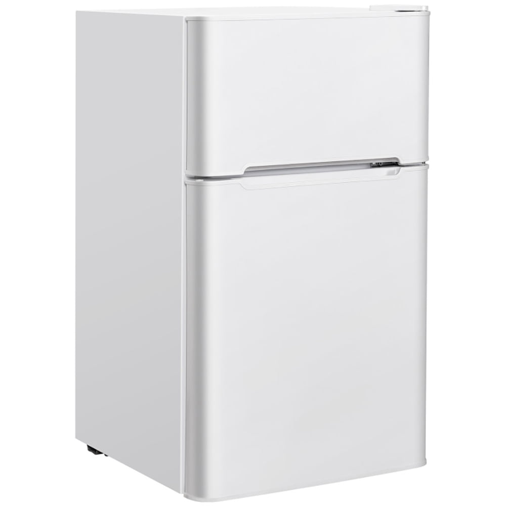 Canddidliike 3.2 cu ft. Compact Stainless Steel Refrigerator-White, Fridge with Freezer, Fridge, Adjustable Thermostat