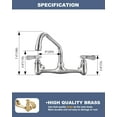 thumbnail image 6 of Commercial Sink Faucet with 8” Swivel Spout, 8" Center Wall Mount Kitchen Faucet, Dual Handles Brass Utility Sink Faucet for Laundry Room Restaurant Compartment Sink, Polish Chrome, 6 of 15