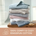 thumbnail image 6 of TOWN & COUNTRY EVERYDAY 4-Piece Textured Windowpane Bath Towel Set, 30"x58", 100% Cotton, Plush & Absorbent 550GSM, Blue, 6 of 8
