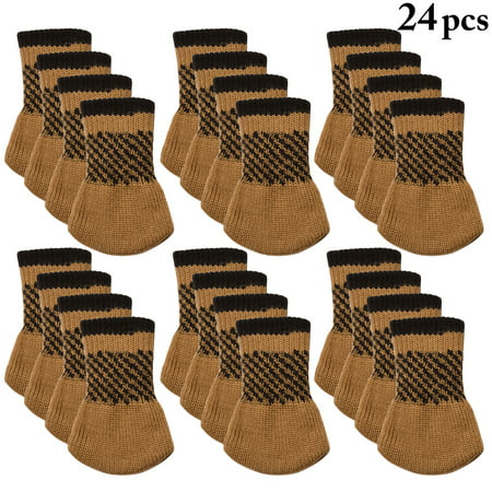 24Pcs Chair Socks, Outgeek Knitted Anti-skid Chair Leg Floor Protectors Furniture Pads Table Desk Leg Covers Caps for Home Kitchen Living Room Patio (Best Chair Leg Protectors For Hardwood Floors)