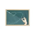 thumbnail image 1 of Halloween Wall Art with Frame, Witch Hand with Long Nails Holding a Magic Wand Evil Miracle, Printed Fabric Poster for Bathroom Living Room, 35" x 23", Dark Teal and Pale Peach, by Ambesonne, 1 of 2