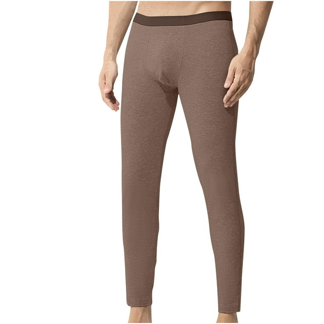 FcBaudy Yoga Full Length Pants Men's Solid Color Underwear Base Seamless Tight Fitting Warm Pants Men Pants