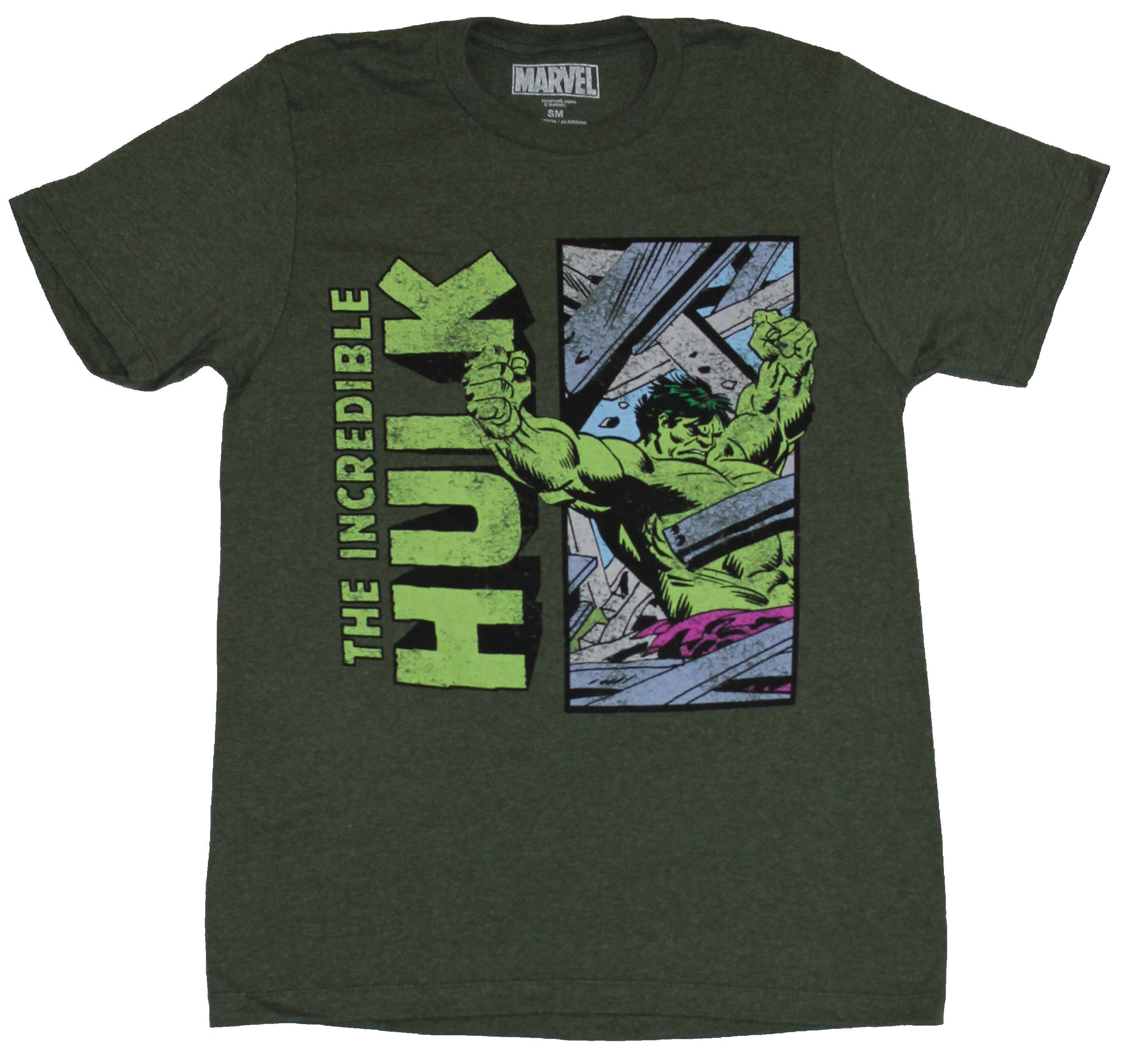 Hulk (Marvel Comics) Mens T-Shirt - Incredible Hulk Busting Stuff Up ...