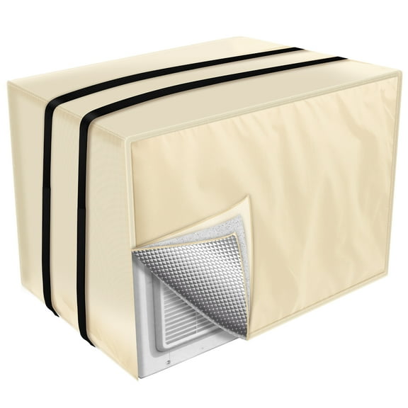 Grusce Air Conditioner Cover for Window Units, 21"L×15"H ×16"D Oxford Cloth Insulation AC Cover, 3 Layers Waterproof & Snowproof AC Unit Covers with Straps for Outdoor Protection