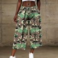 thumbnail image 2 of Venzia Women Camo Drawstring Capri Wide Leg Cropped Pants Casual Culottes, 2 of 5