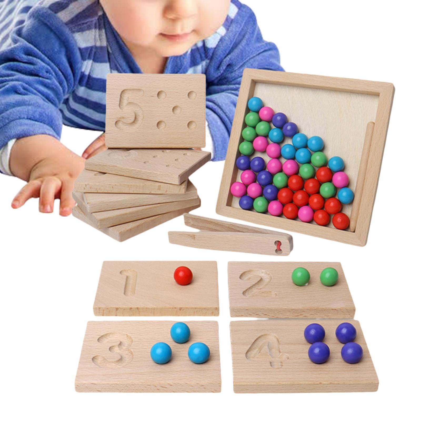 Jeu d'empilage de Couleurs – Jeu de Puzzle d'empilage Correspondance Couleurs Rapide, Jouets tri en Bois avec Perles Lisses pour Enfants et Adultes