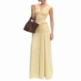 thumbnail image 3 of Maxi Skirt Set Women 2 Piece Outfits Sleeveless Top Maxi Skirt Solid Going Out Vacation Light Yellow M, 3 of 9