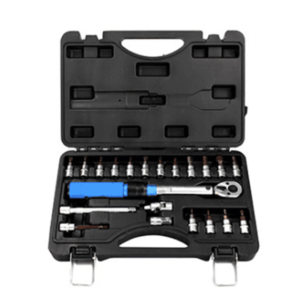 1/4 Inch Torque Wrench Set,Kamtop Profeesional 46pcs 1/4 Drive Torque Wrench 5-25Nm Adjustable Bicycle Socket Wrench Set with 6-Piece Socket Wrench Motorcycle Torque Wrench Set Repair Tool Kits