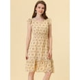 thumbnail image 2 of INSPIRE CHIC Women's Floral Flutter Sleeves V Neck Smocked Ruffle Dress Light Yellow S, 2 of 5