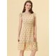 thumbnail image 2 of Vestido De Volantes Fruncidos Con Cuello En V Y Mangas Con Volantes Florales Para Mujer Amarillo claro S, 2 of 5