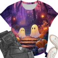 thumbnail image 5 of VKOYWKM Womens Halloween Ghost T-Shirts Short Sleeve Fall Tops Ghost Print T Shirts Party Top Loose Fit Crew Neck Casual Holiday Tshirt, 5 of 6