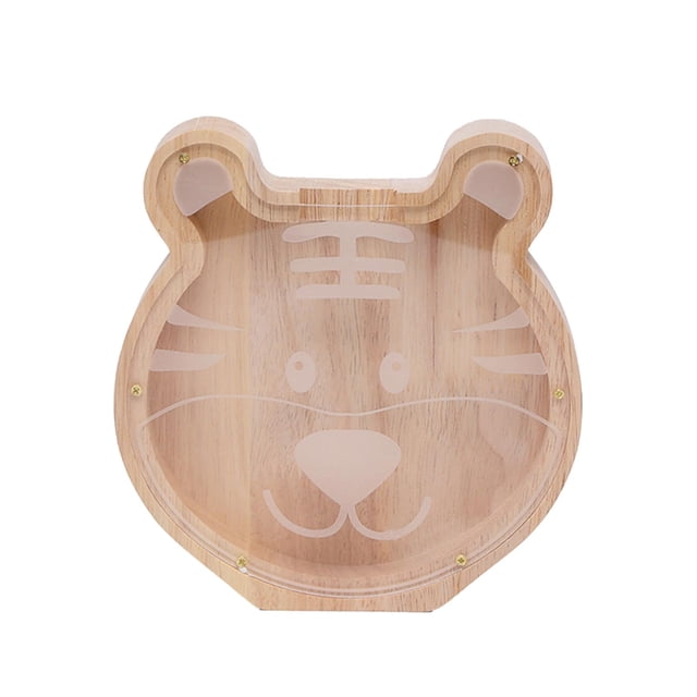 Fiudx Hucha de Madera con Diseño de Animales, Artesanía de Madera de Haya, Ventana de Acrílico Transparente, Fácil Acceso a Las Monedas, Regalo Educativo, Decoración Del Hogar, Regalo de Cumpleaños y