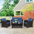 thumbnail image 4 of Gymax 8PCS Outdoor Conversation Set Patio PE Rattan Set w/ Glass Table & Sofa Cushions Navy, 4 of 10