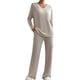 thumbnail image 2 of Conjunto de sudadera de dos piezas para mujer, suéter de cuello redondo delgado de manga larga, conjunto de pantalones cómodos superiores, otoño 2023, 2 of 5