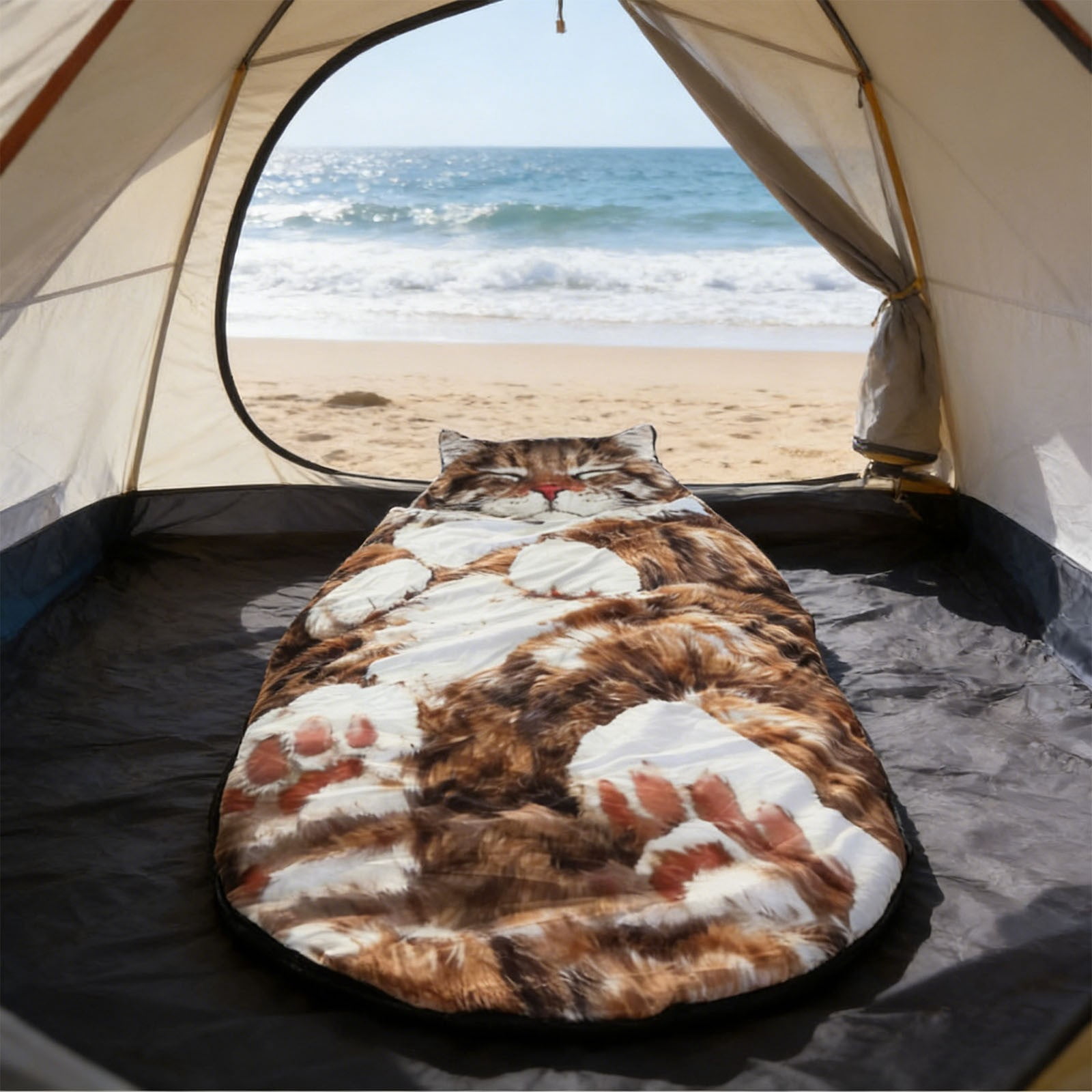 WOHAPY Upgrade Adorable Cats Envelope Sleeping Bag, Soft Plush Snuggle Sack, Cozy Lounging Bag for Home and Camping E