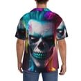 thumbnail image 3 of Lsque Modern Abstract Colorful Skull A print Men's Cuban Collar Short Sleeve Shirt Summer Beachwear Casual Button Down Fashionable Vacation Leisure Shirt-X-Large, 3 of 7