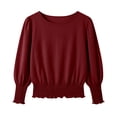 thumbnail image 3 of Lmueinov Banded Bottom Tops for Women Smocked Tops Elastic Cinched Waist Top Dressy Blouse Long Sleeve Casual Outfits Clothes, 3 of 6