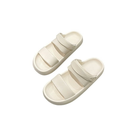

Daeful Women Men Flat Sandal Adjustable Back Strap Beach Shoes Summer Slide Sandals Pool Non-slip EVA Slip On Slides Beige 8.5-9