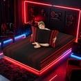 thumbnail image 4 of meiyoeat Modern Red Striped Twin Sheet Sets, Luxury Dark Gradient Bedding for Boys, Red, 3-Piece, 1 Flat Sheet, 1 Fitted Sheet and 1 Pillowcase, 4 of 6