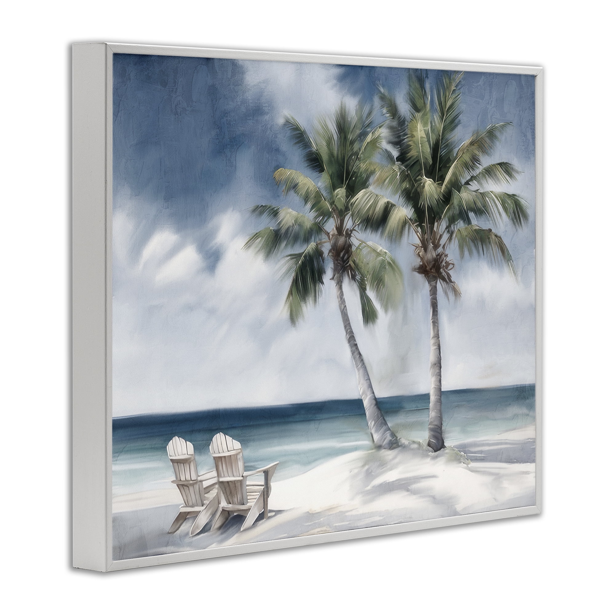 Stupell Industries Peaceful Tropical Landscape Coastal Painting White Framed Art Print Wall Art, 30 x 24