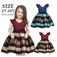 thumbnail image 1 of Princesse Enfants Bébé Filles Bowknot Rayé Robes de Concours de Fête, 1 of 4