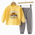 thumbnail image 4 of TOWED22 2pcs Toddler Baby Girl Boy Fall Winter Clothes Long Sleeve Hooded Sweatshirt Tops Casual Pants Set Print Outfits Clothing(Yellow,5-6 Y), 4 of 4