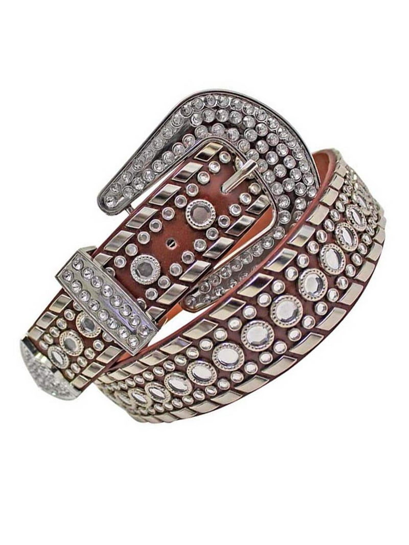 3388 Rhinestone Studded Western Leather Belt For Women JASGOOD Rhinestone Studded Belt for Men Women, Western  main image 4
