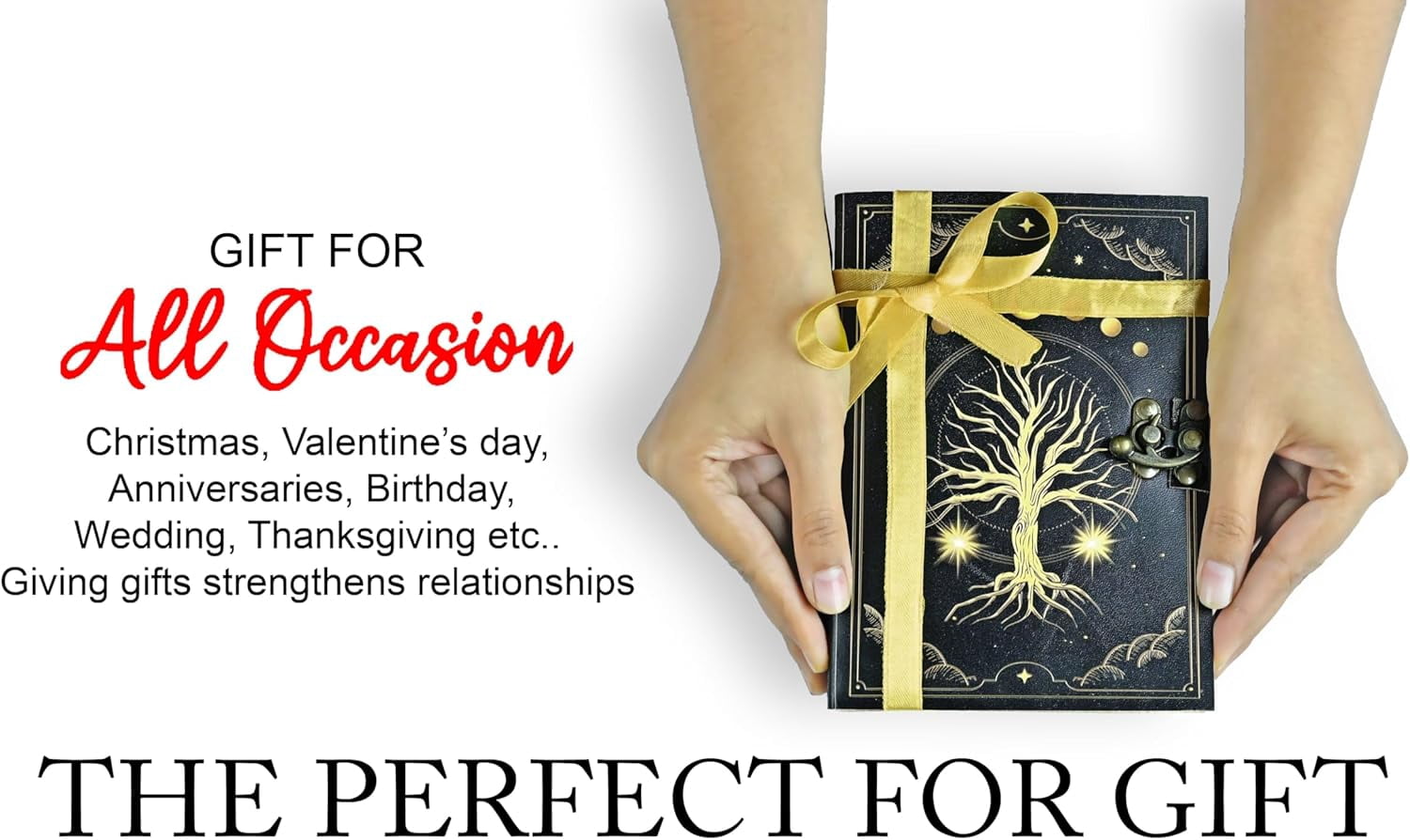 Leather Journal Tree of Life Leather Notebook Blank Spell Book book of shadows Journal with color printed Embossed design Antique Vintage 200 Pages (7x5 Inches)