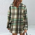 thumbnail image 4 of ZQUUVOU Women's Fall Plaid Shirt Winter Fashion Collar Jacket with Pockets Long Sleeve Casual Street Trendy Coat Green, 4 of 5